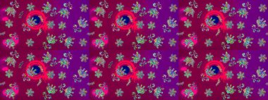 Çiçek desenli eskiz. Mor renkli çiçekler. Tişört baskısı için çiçek boyama rasteriName.