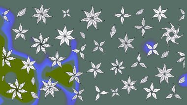 Tarafsız renklerde çiçekler. Renkli Bahar Teması eskiz kalıbı. Düz Çiçek Elementleri Tasarımı. Çiçekli çiçek deseni, suluboya. Raster illüstrasyonu.