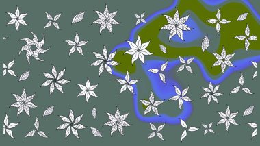 Kumaş, tekstil, duvar kağıdı baskısı için. Raster illüstrasyonu. Eskiz geçmişi. Eski usul. Renkli desenli eskiz deseni, nötr çiçekler ve dekoratif elementlerle.