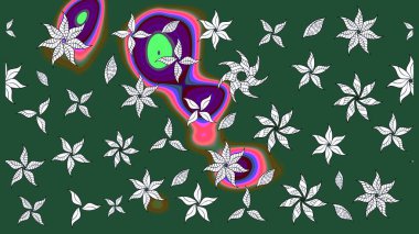 Çizgi çizimi kalıbı. Şirin çiçekler. Raster Moda kumaş deseni.