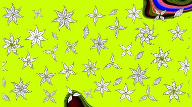 Çiçek tasarımı için inanılmaz bir kolaj cenneti tarzı. Çiçekli zambakların eskiz geçmişi. Parlak çiçekli kolaj çiçekleri yeşil.