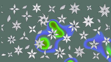 Eski usul. Raster illüstrasyonu. Miles Fleur, süslü püslü bir süs. Tomurcukları papatya çiçekleri olan sevimli bir çiçek deseni. Eskiz geçmişi. Kumaş, tekstil ve duvar kağıdı baskısı için..
