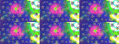 Elle boyanmış suluboya resim çizimleri, çiçekler ve bitkiler. Mavi renkte çiçekler.