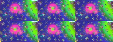 Raster illüstrasyonu. Moda baskısı, albüm, ambalaj kağıdı ve duvar kağıdı için zarif dekoratif süslemeler. Küçük çiçekli basit bir çiçek çizimi. Mavi renkte şirin çiçekler.