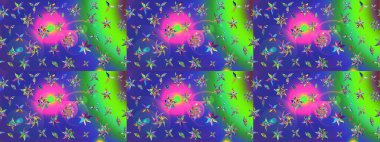 Renkli Bahar Teması eskiz kalıbı. Raster illüstrasyonu. Düz Çiçek Elementleri Tasarımı. Çiçek desenli çizim. Güzel kumaş deseni. Asya tekstil tarzında.