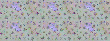 Düz Çiçek Elementleri Tasarımı. Çiçeksel fantezi tasarımı ve parlak bir arka plan çizimi. Renkli Bahar Teması çizim şablonu.