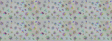 Çiçek süslemeli çizim deseni. Raster illüstrasyonu. Gri renkli çiçekler.