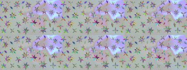 Moda arka planında parlak buketler. Raster illüstrasyonu. Eski usul küçük çiçekli şirin bir eskiz deseni. Kumaş, duvar kâğıdı ve kağıda yazdırmak için gelişen arkaplan.