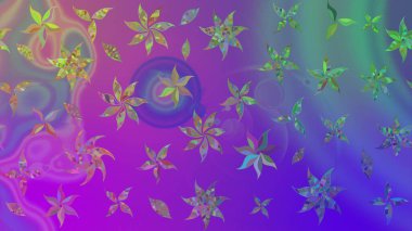 Mor renkli çiçekler. Düz Çiçek Elementleri Tasarımı. Raster illüstrasyonundaki çiçek desenli çizim. Renkli Bahar Teması çizim şablonu.