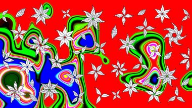 Nazikçe, güzel çiçek arkaplanı. Çiçekli karalama şeklinde Raster çiçek deseni. Kırmızı renkte çiçekler.