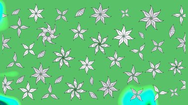 Düz Çiçek Elementleri Tasarımı. Çiçeksel fantezi tasarımı ve parlak bir arka plan çizimi. Renkli Bahar Teması çizim şablonu.