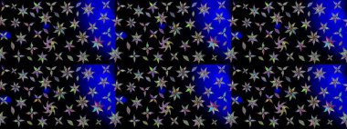 Raster illüstrasyonundaki çiçek desenli çizim. Siyah renkte çiçekler.