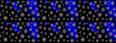 Raster illüstrasyonundaki çiçek desenli çizim. Düz Çiçek Elementleri Tasarımı. Siyah renkli çiçekler. Renkli Bahar Teması çizim şablonu.