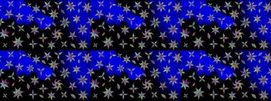 Nazik, sevimli çiçek arkaplanı. Çiçekli karalama şeklinde Raster çiçek deseni. Siyah renkte çiçekler.