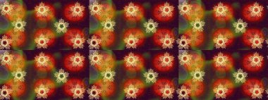 Kahverengi renkte çok kahverengi, zarif küçük çiçekler ve komik böcekler, raster desen, illüstrasyon.