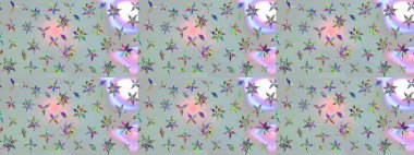 Gri renkli çiçekler. Renkli bahar temalı eskiz kalıbı. Çiçekli çiçek deseni, suluboya. Düz Çiçek Elementleri Tasarım Raster illüstrasyonu.