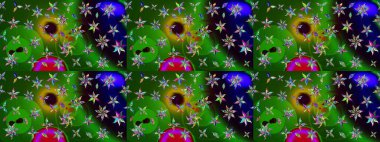 Raster Çiçek İllüstrasyonu 'nun şirin tekstili. Yeşil renkli etnik çiçeklerle zarif eskiz deseni.