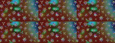 Kahverengi renkli çiçekler. Çiçek süslemeli çizim deseni. Raster illüstrasyonu.