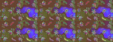 Çiçekler, suluboya ile sorunsuz çiçek desenli. Raster desen. Fantezi kumaş deseni.