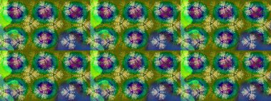 Raster deseni. Küçük çiçekteki sevimli çiçek deseni. Raster illüstrasyonu. Soyut çiçek çizim kalıbı arka planı. Yeşil ve mavi renklerde.