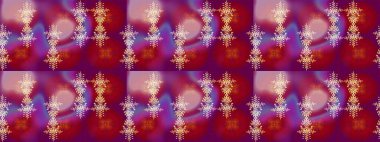 Yeni yıl kar tanesi. Mor, kırmızı ve pembe renklerde şirin soyut kar taneleri raster tasarımı. Düz kar karalama ikonları, kar taneleri silueti Noel afişi için, kartlar.