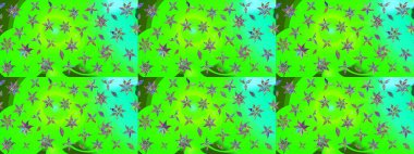 Düz Çiçek Elementleri Tasarımı. Raster illüstrasyonundaki çiçek desenli çizim. Yeşil renkli çiçekler. Renkli Bahar Teması çizim şablonu.