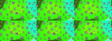 Raster illüstrasyonu. Yeşil renkte karalamalı çiçek deseni çiz.