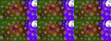 Düz Çiçek Elementleri Tasarımı. Renkli Bahar Teması eskiz kalıbı. Raster illüstrasyonu. Çiçekli çiçek deseni, suluboya. Yeşil renkte çiçekler.