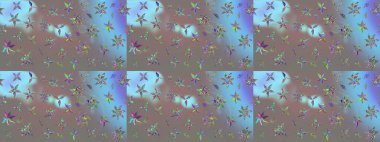 Çiçek ve yapraklı karalama şeklinde Raster çiçek deseni. Gri renklerde bahar çiçekleri. Raster illüstrasyonu.