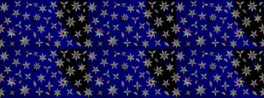 Düz Çiçek Elementleri Tasarımı. Raster illüstrasyonundaki çiçek desenli çizim. Mavi renkli çiçekler. Renkli Bahar Teması çizim şablonu.