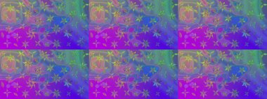 Raster illüstrasyonu. Mor renkli çiçekler. Asya tekstil tarzında. Raster illüstrasyonu. Çiçek desenini çiz.