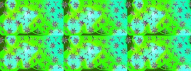 Eskiz stili yeşil renkler. Raster illüstrasyonu. El yapımı çiçek ve bitki koleksiyonu. Raster illüstrasyonu. Şirin karalamalı çiçek deseni çiz..