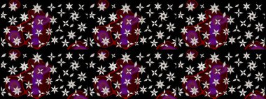 Nazikçe, güzel çiçek arkaplanı. Çiçekli karalama şeklinde Raster çiçek deseni. Siyah renkte çiçekler.