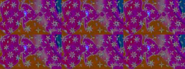 Düz Çiçek Elementleri Tasarımı. Mor renkli çiçekler. Renkli Bahar Teması eskiz kalıbı. Raster illüstrasyonunda çiçek deseni çizimi.