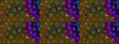 Moda baskıları için zarif bir şablon. Küçük renkli çiçekler. Küçük çiçekte güzel bir desen. Kahverengi çiçekli bahar çiçekleri. Motley illüstrasyonu.