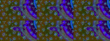 Raster hisseleri. Kahverengi üzerine çiçekler. Eskiz arkaplan modeli. Suluboya, elle çizilmiş.