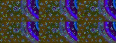 Raster düz çiçek çizim deseni. Hediye ambalaj kağıdı, tebrik kartları, posterler ve pankart tasarımı. Kahverengi renkte çiçekler.