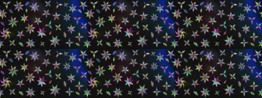 Raster illüstrasyonu. Raster illüstrasyonu. Çiçek desenli çizim. Asya tekstil tarzında. Gri renkli çiçekler.