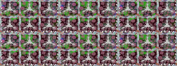 Kusursuz bir arka plan modeli. Raster illüstrasyonu. Suluboya, elle çizilmiş. Kahverengi yapraklı yabani çiçekler.