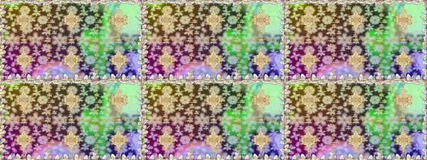 Raster illüstrasyonu. Damask altın soyut çiçek nötr renklerde pürüzsüz desen. Süsleme.