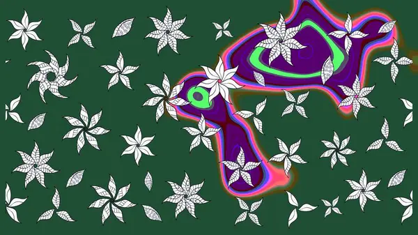 Raster illüstrasyonundaki çiçek desenli çizim. Düz Çiçek Elementleri Tasarımı. Süslü kumaş deseni. Renkli Bahar Teması çizim şablonu.