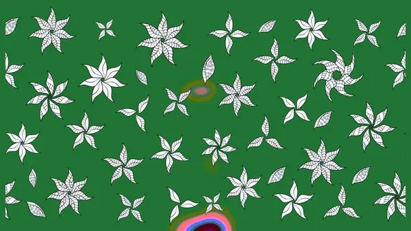 Raster illüstrasyonu. Yeşil renkli çiçekler. Çiçek süslemeli çizim deseni.