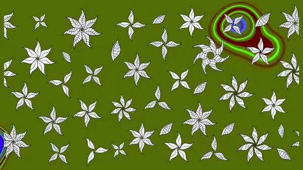 Moda baskıları için zarif bir şablon. Halk tarzı. Parlak renkli çiçekli ve yeşil yapraklı harika bir çiçek deseni. Modern çiçek arkaplanı.