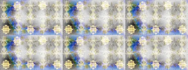 Bokeh Gray, nötr ve blues ve kar taneleriyle dekoratif Noel geçmişi. Raster illüstrasyonu.