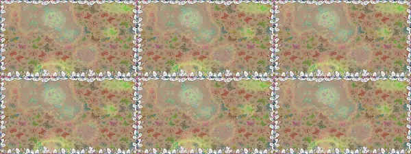 Kumaş, tekstil, baskı ve davetiye için arka plan. Suluboya soyut parlak desenli kelebek kanatları, retro renkler. Bej ve nötr renklerde resimler.