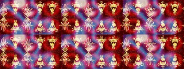 Raster illüstrasyonu. Renkli arka planda izole tatlı kar taneleri. Soyut mandala ya da tuhaf kar tanesi çizgisi sanat tasarımı.