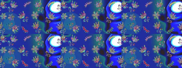 Düz yatıyordu. Mavi, mor ve yeşil renkte kar tanelerinden oluşan kış deseni. Raster illüstrasyonu. Kış konsepti.