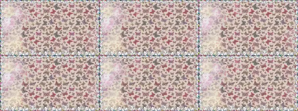 Moda sevimli kumaş tasarımı. Raster illüstrasyonu. Fantezi çizimi. Kelebeklerle güzel bir moda modeli. Gri ve nötr renklerle çizim.