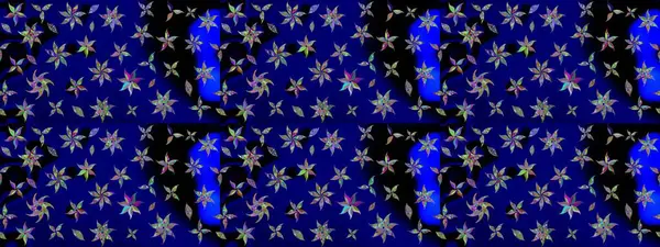 Raster illüstrasyonu. Mavi renkli çiçekler. Çiçek deseni. Mavi renkte çiçek çizimi. Şatafatlı bahar bahçesi dokusu.