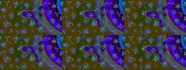 Raster hisseleri. Kahverengi üzerine çiçekler. Eskiz arkaplan modeli. Suluboya, elle çizilmiş.